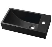 Sapho Small - Lave-mains, 50x25 cm, avec trop-plein, trou pour robinetterie à droite, noir mat SM016B