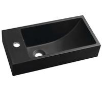 Sapho Small - Lave-mains, 50x25 cm, avec trop-plein, trou pour robinetterie à gauche, noir mat SM012B
