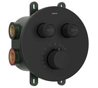 Sapho Smart Select - Mitigeur de douche thermostatique encastré, 2 sorties, avec corps d’encastrement, noir mat RP032B