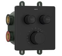 Sapho Smart Select - Mitigeur de douche thermostatique encastré, 2 sorties, avec corps d’encastrement, noir mat RP042B