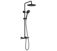 Sapho Solaris - Set de douche avec thermostat, 5 jets, noir mat/cuivre WD139PG