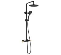 Sapho Solaris - Set de douche avec thermostat, 5 jets, noir mat/doré WD139G