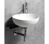 Sapho Tetris - Set vasque et console, diamètre 41 cm, sans trop-plein, ClickClack, blanc/noir mat TZ420-01