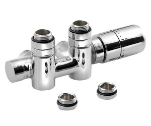 Sapho Twin Combi - Jeu de raccordement thermostatique, raccordement central 50 mm, version droite, chrome CP5010S