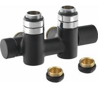 Sapho Twin Combi - Kit de raccordement de vannes, raccordement central, droit, espacement 50 mm, noir mat CP461BS
