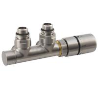 Sapho Twin - Jeu de raccordement thermostatique, raccordement central 50 mm, inox brossé CP3520S