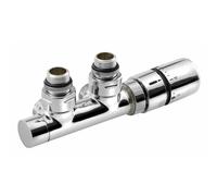 Sapho Twin - Kit de raccordement vannes thermostatique pour raccordement central, entraxe 50 mm, version droite, chromé CP3010S