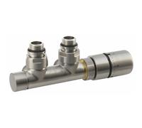 Sapho Twin - Kit de raccordement pour robinet thermostatique, raccord central 50 mm, acier inoxydable brossé CP3520S