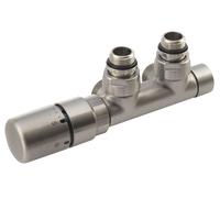 Sapho Twin - Kit de raccordement vannes thermostatique pour raccordement central, entraxe 50 mm,version gauche, inox CP3525S