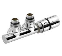 Sapho Twin - Kit de raccordement vannes thermostatique pour raccordement central, entraxe 50 mm, version droite, chromé CP3010S