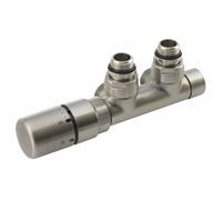 Sapho Twin - Kit de raccordement vannes thermostatique pour raccordement central, entraxe 50 mm,version gauche, inox CP3525S