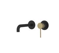 Sapho Ultrasan - Mitigeur de lavabo encastré, installation 2 trous, avec corps d’encastrement, noir mat/doré mat UT018VBG