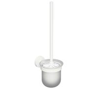 Sapho X-Round - Brosse WC murale avec support, verre mat/blanc XR303W