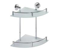 Sapho X-Round - Étagère murale double d'angle, verre/chrome XR604