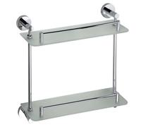 Sapho X-Round - Tablette murale double, longeur 40 cm, verre/chrome XR602