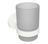 Sapho X-Round - Verre pour brosse à dents et dentifrice avec support, verre dépoli / blanc XR903W