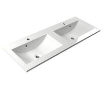 Sapho Yukon - Double lavabo 1200x450 mm, avec trop-plein, 2 trous pour robinetterie, blanc YU120