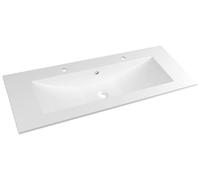 Sapho Yukon - Double-lavabo 120x45 cm, avec trop-plein, 2 trous pour robinet, blanc YU122