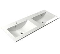 Sapho Yukon - Lavabo double sur plan, 120x45 cm, avec 2 trous pour les mitigeurs, blanc YU120
