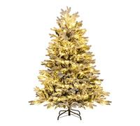 Giantex Sapin de Noël 146 cm, Charnières avec 688 Branches en PE PVC, 200 Lumières LED Vert G
