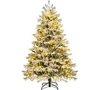 Giantex Sapin de Noël 180 cm, Charnières avec 1022 Branches en PE PVC, 350 Lumières LED Vert G