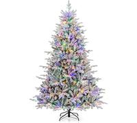 Giantex Sapin de Noël 218 cm, 8 Modes d'Eclairage, Lumières LED Multicolores Vert