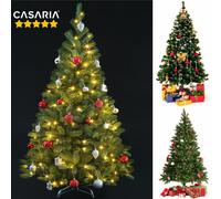 CASARIA® Sapin de Noël Artificiel 140 cm Vert Guirlande Lumineuse LED Arbre Imitation Parfaite PE 470 Branches Pied métal décoration réutilisable