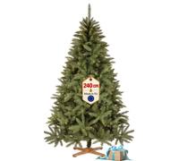 Sapin de Noël Artificiel 150 cm, épicéa caucasien, Support Bois Royal Trees | Épicéa caucasien dense en PVC, hauteur 150 cm, largeur 100 cm, montage sans outils, support en bois, gants et lotion inclus