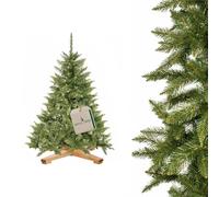 Sapin de Noël Artificiel 150 cm, épicéa caucasien, Support Bois ROYAL TREES | Épicéa caucasien dense en PVC, hauteur 150 cm, largeur 100 cm, montage sans outils, support en bois, gants et lotion inclus