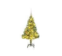 Sapin de Noël Artificiel 150 LED Boules Neige Floquée, Arbre de Noël avec Support, Décoration de Fête avec Lumières Vacance, 150 cm