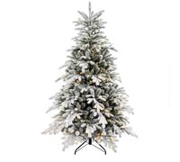HOMCOM Sapin de Noël Artificiel 180 cm Lumineux Floqué Enneigé LED Vert | Arbre de Noël Lumineux, Support en Métal, Lumière LED Blanc Chaud, 1321 Pointes, Effet Réaliste