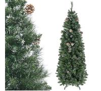HomCom Sapin de Noël artificiel 180 cm – 618 branches enneigées, socle pliable acier, vert
