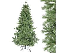 Sapin de Noël Artificiel 210 cm avec Pied - 1644 Branches (1002 PE + 642 PVC), Environ 61 % PE, Aspect Naturel et Dense