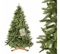 Sapin de Noël Artificiel 220 cm, épicéa caucasien, Support Bois Royal Trees | Épicéa caucasien dense en PVC, hauteur 220 cm, largeur 145 cm, montage sans outils, support en bois stable et housse incluse