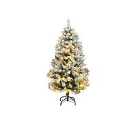 vidaXL Sapin de Noël Artificiel Articulé 150 LED et Boules, Arbre de Noël avec Lumières, Décoration de Fête Vacance Intérieur Extérieur, 150 cm Vert et blanc G