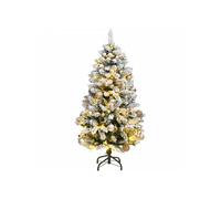 vidaXL Sapin de Noël Artificiel Articulé 150 LED et Boules, Arbre de Noël avec Lumières, Décoration de Fête Vacance Intérieur Extérieur, 120 cm Vert et blanc G