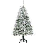 Sapin de Noël artificiel - HOMCOM - enneigé 120 cm 200 branches épines imitation nordmann - métal - vert
