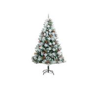 vidaXL Sapin de Noël artificiel avec pommes de pin et baies 210 cm Blanc G