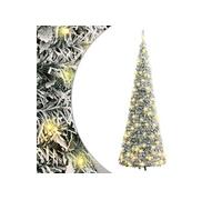 Sapin de Noël Artificiel Escamotable avec Neige Floquée 150 LED, Arbre de Noël avec Lumières, Décoration de Fête Vacance Intérieur Extérieur, 180 cm