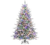 Giantex Sapin de Noël 218 cm, 8 Modes d'Eclairage, Lumières LED Multicolores Vert