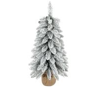 HOMCOM Sapin de Noël Artificiel 90cm, Base en Toile de Jute, Blanc | Arbre de Noël, 107 Embouts de Branches Enneigés en PVC, Montage Rapide, Décoration pour Entrée, Salon, Bureau