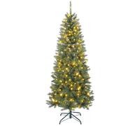 HOMCOM Sapin de Noël Artificiel 180 cm 250 Lumières Blanches Chaudes Vert