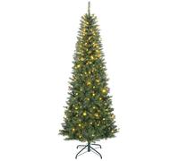 HOMCOM Sapin de Noël Artificiel 210 cm 350 Lumières Blanches Chaudes Vert