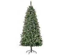 HOMCOM Sapin de Noël artificiel Ø86×180 cm – enneigé, 718 branches, 50 pommes de pin – vert