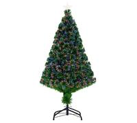 Sapin de noël artificiel - HOMCOM - lumineux 120 cm fibre optique multicolore support étoile - métal - vert