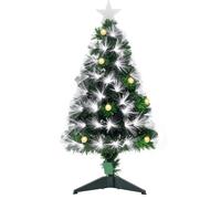Sapin de noël artificiel - HOMCOM - lumineux 90 cm fibre optique LED 14 ampoules étoile - métal - 90H cm - vert