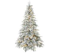 Sapin de Noël artificiel - HOMCOM - lumineux enneigé, branches articulées, lumière 350 LEDs - PE - 120x120x180cm - vert et blanc