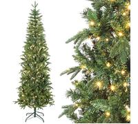 Sapin de Noël artificiel - HOMCOM - slim - 300 lumières 8 modes d'éclairage 826 branches - plastique ignifuge - 210H cm - vert