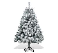 Sapin de Noël Artificiel Ikodm, Sapin de Noël en PVC 120 cm avec Flocons de Neige et avec Support en métal env. 340 Pointes, système de Pliage Automatique pour Sapin de Noël à Montage Rapide, Facile