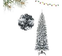 Giantex Sapin de Noël Enneigé 230CM avec 350 Lumières, 641 Aiguilles, Support Pliable G